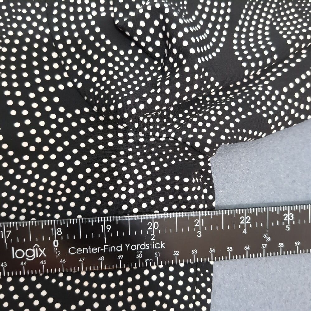 Susan Graver Women L Black Polka Dot V Neck Liquid Knit Asymetrical Hem - Picture 10 of 11